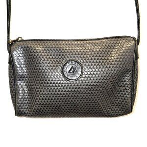 Vintage 1980's  Liz Claiborne Black Geometric Pattern Crossbody Bag